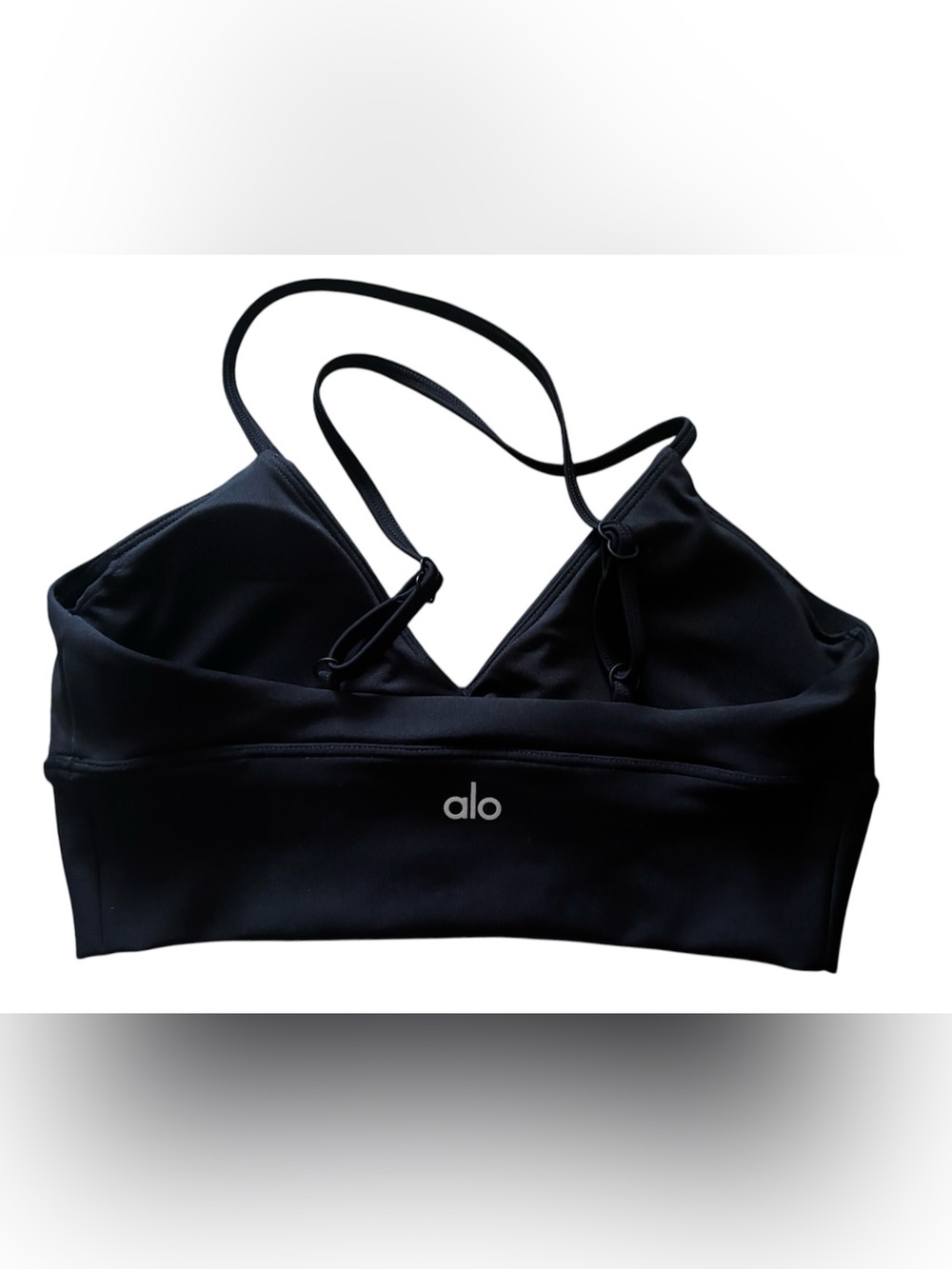 New Alo Yoga Airlift Divine Bra Black size S Ruched Front Cropped Run Workout